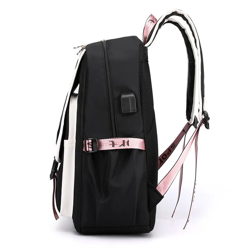 Fengdong large school bags for teenage girls USB port