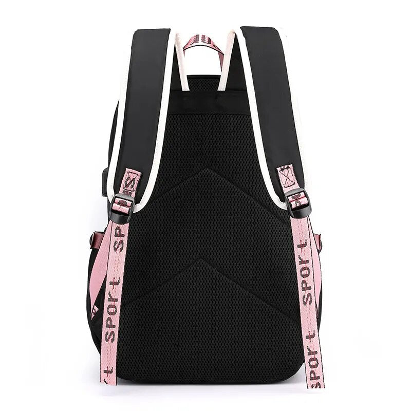 Fengdong large school bags for teenage girls USB port