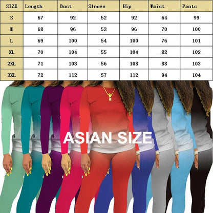 2021 Spring Autumn Women Tracksuit Two Piece Set Casual Sports Gradient Print Top+Pants Sweatsuit Outfits Women's Clothing