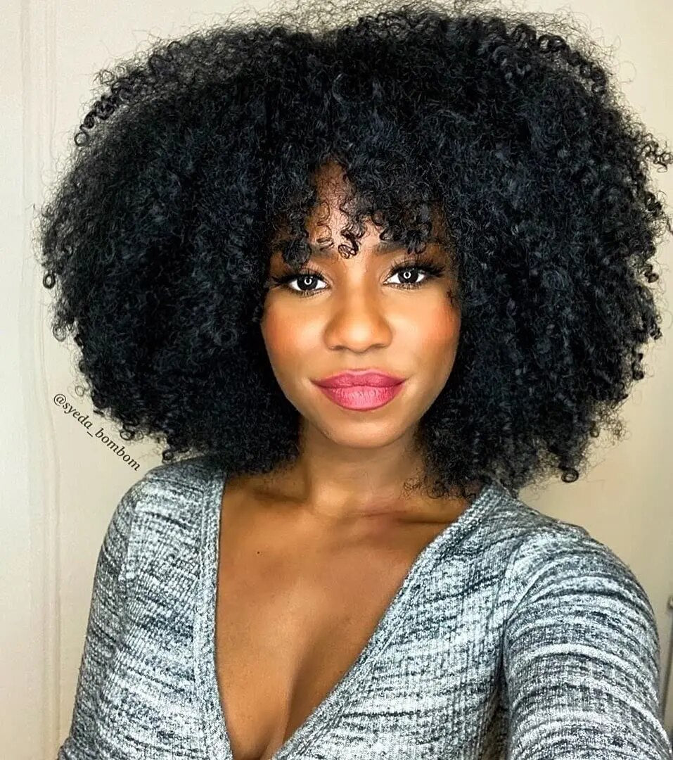 afro kinky curly wig human hair Wig glueless wigs ready to wear 180 Density Full Machine Made wig With Bangs Brazilian For Women