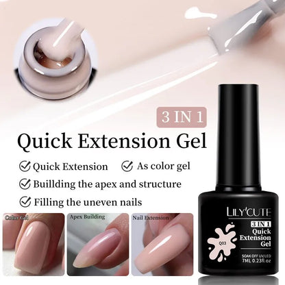 LILYCUTE Milky White Quick Extension Gel Nail Polish Camouflage Color Extend Construct Hard Rubber Base Gel Manicure Art Tools