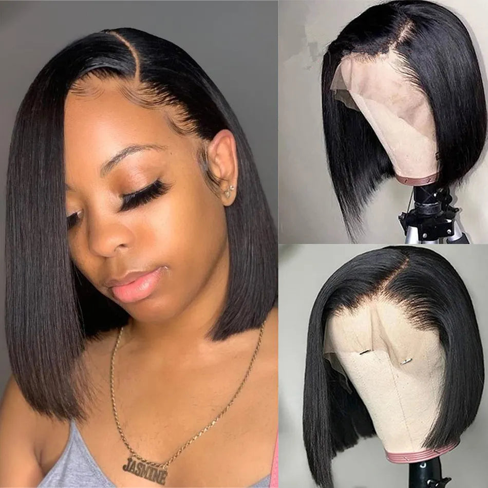 Bone Straight Bob Wig Lace Front Human Hair Wigs For Women Short Bob Wig HD Lace Frontal Wig Glueless Wig Human Hair 180%