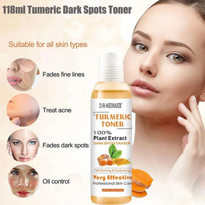 118ml Tumeric Dark Spots Toner Spots Eraser Corrector Turmeric Fade Blemishes Dark Spot Remover Acne Remover Toner for Dark Skin